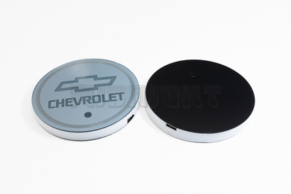 2PCS LED Cup Holder Lights Coaster, Rechargeable for Chevrolet