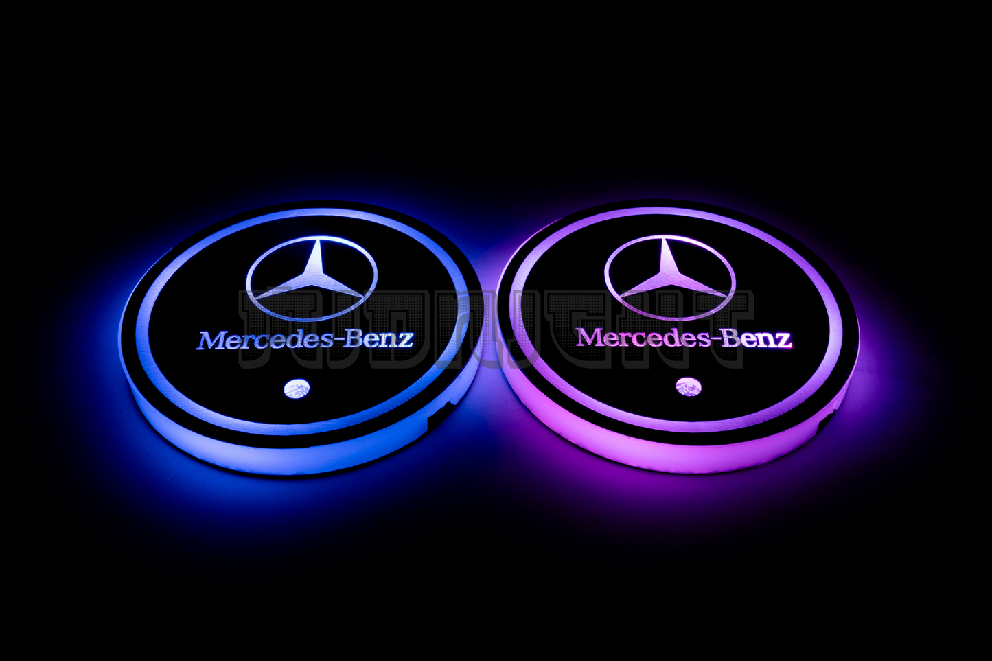 2PCS LED Cup Holder Lights Coaster, Rechargeable for Mercedes Benz