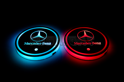2PCS LED Cup Holder Lights Coaster, Rechargeable for Mercedes Benz