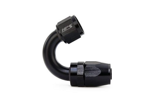 HPS Performance 150 Degree -16 Compression Double Swivel Hose End to AN Female Aluminum Black