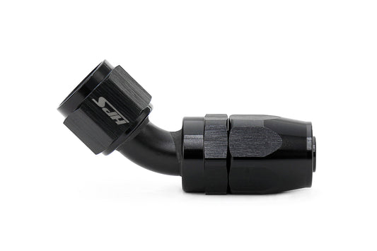 HPS Performance 45 Degree -10 Compression Double Swivel Hose End to AN Female Aluminum Black