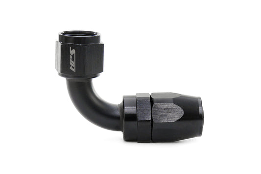 HPS Performance 90 Degree -10 Compression Double Swivel Hose End to AN Female Aluminum Black