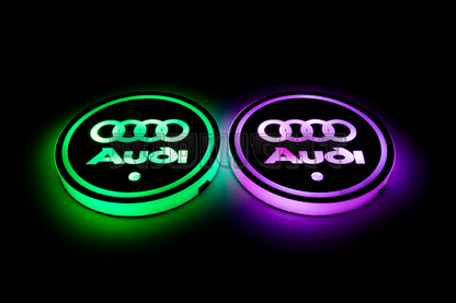 2PCS LED Cup Holder Lights Coaster, Rechargeable for Audi