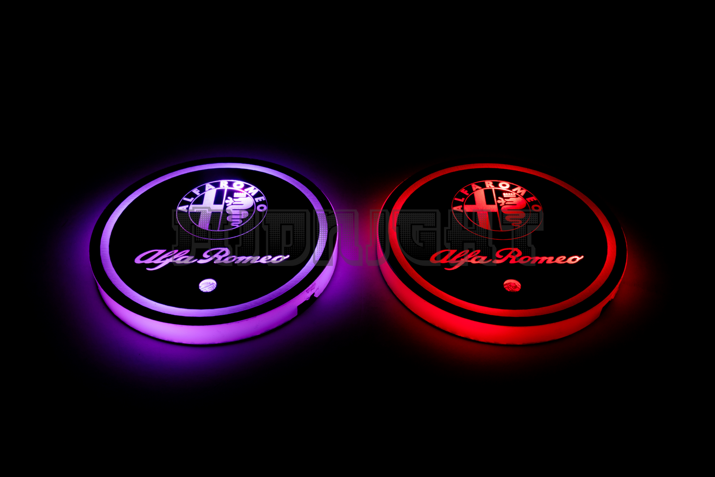 2PCS LED Cup Holder Lights Coaster, Rechargeable for Alfa Romeo