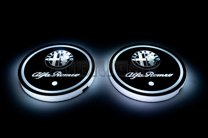 2PCS LED Cup Holder Lights Coaster, Rechargeable for Alfa Romeo