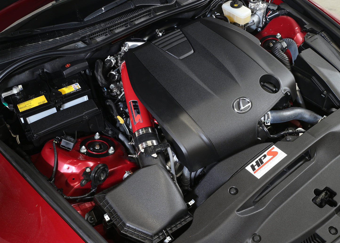 HPS Performance Post MAF Air Intake Aluminum Tube, Red, 2014-2015 Lexus IS250 2.5L V6 F-Sport
