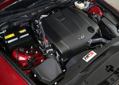 HPS Performance Post MAF Air Intake Aluminum Tube, Black, 2014-2015 Lexus IS250 2.5L V6 F-Sport