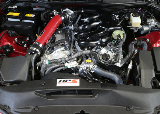 HPS Performance Post MAF Air Intake Aluminum Tube, Red, 2014-2015 Lexus IS250 2.5L V6 Non F-Sport