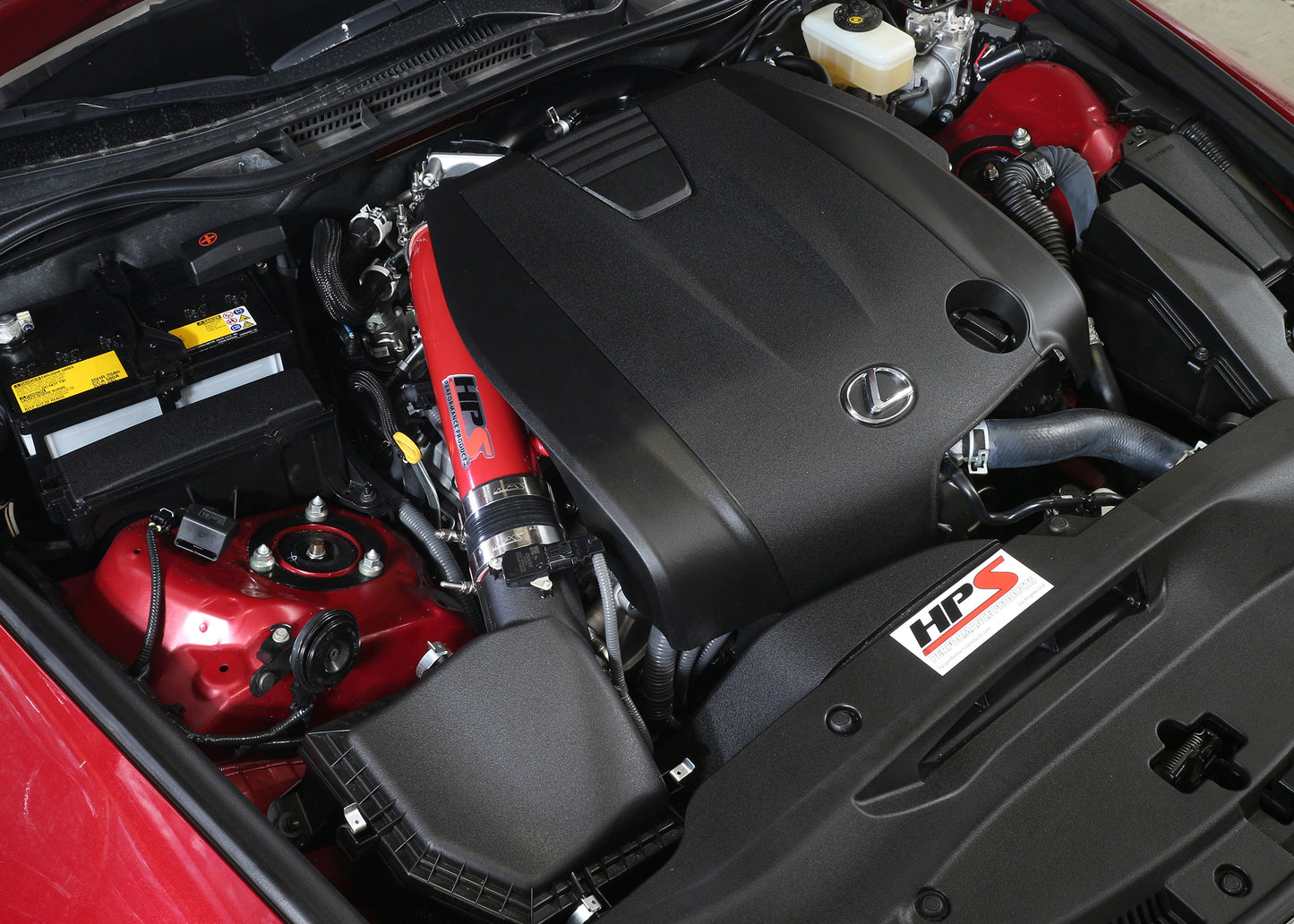 HPS Performance Post MAF Air Intake Aluminum Tube, Red, 2014-2015 Lexus IS250 2.5L V6 Non F-Sport