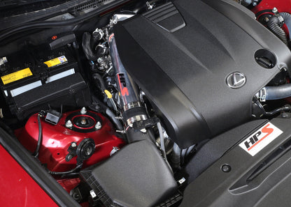 HPS Performance Post MAF Air Intake Aluminum Tube, Black, 2014-2015 Lexus IS250 2.5L V6 Non F-Sport