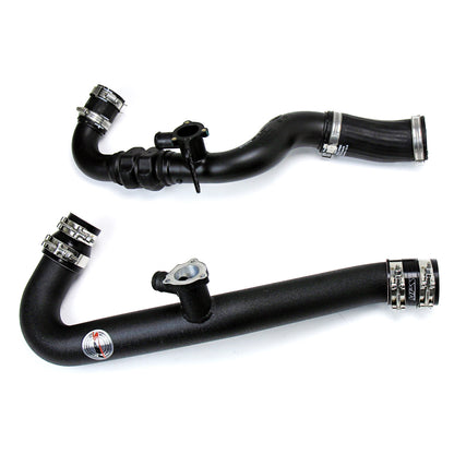 HPS Performance Intercooler Charge Pipe Kit (Cold and Hot Side) with Blue Boots, Polished, 2015-2020 Ford Mustang Ecoboost 2.3L Turbo