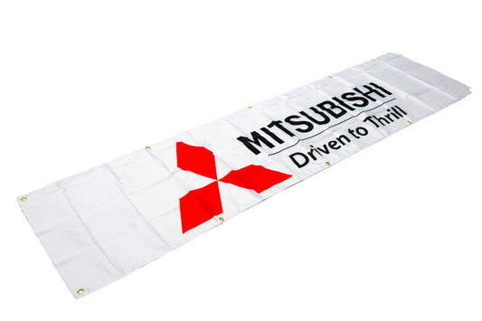 Mitsubishi Nobori Flag 2x6 FT Car Logo Banner Man Cave Wall Decor Display