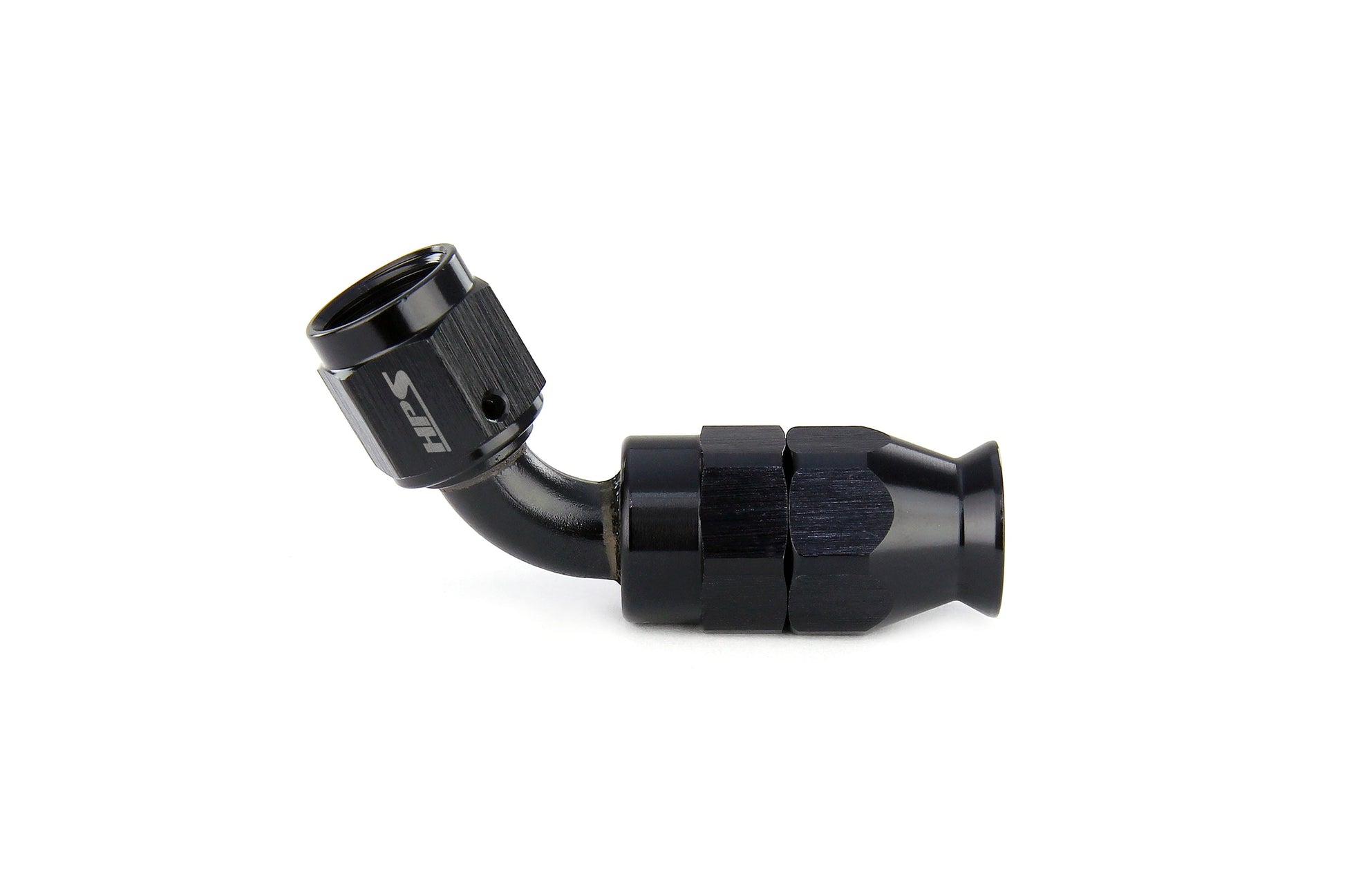 HPS Performance 60 Degree -8 Compression Teflon Hose End to AN Female for Stainless Steel Reinforced PTFE Hose Aluminum Black