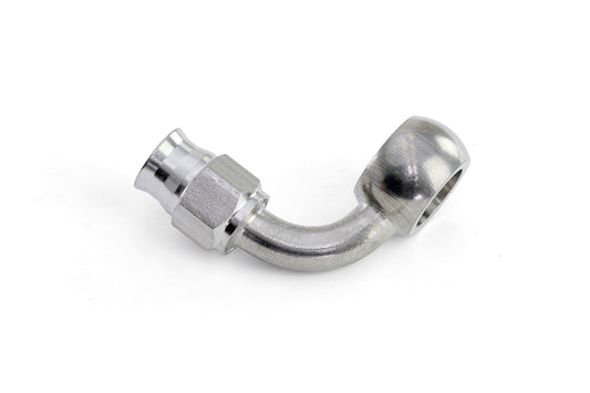 HPS Performance 90 Degree -3 Compression Teflon Hose End to AN Female with 10mm Banjo for PTFE Hose Stainless Steel