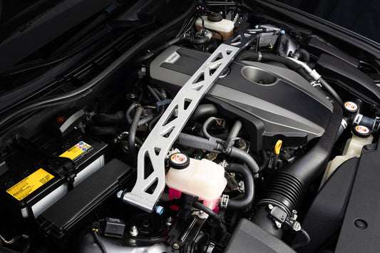 HPS Performance Aluminum Front Strut Tower Brace Bar, Red, 16-17 Lexus IS200t/ 18-20 IS300 2.0L Turbo