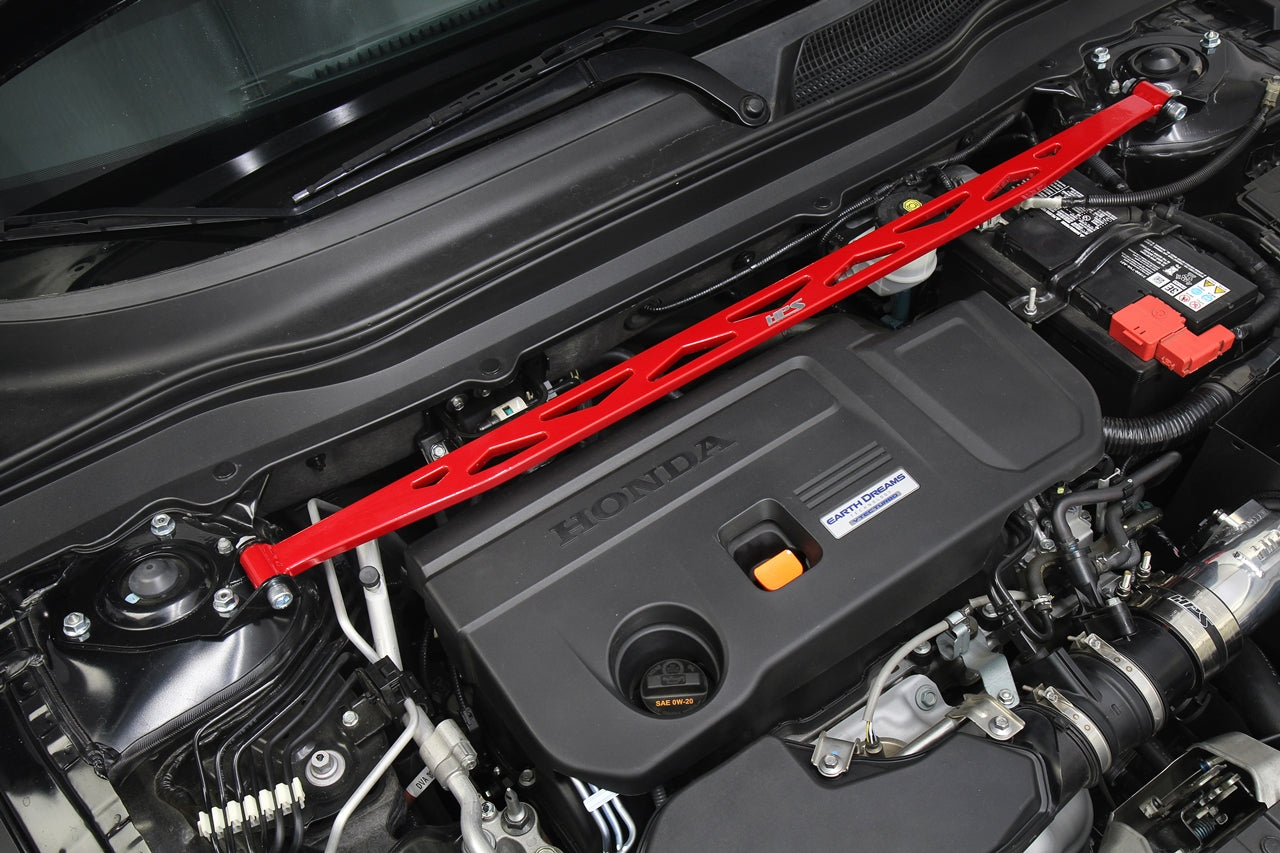 HPS Performance Aluminum Front Strut Tower Brace Bar, Red, 2018-2022 Honda Accord Exclude 2.0L Hybrid Engine