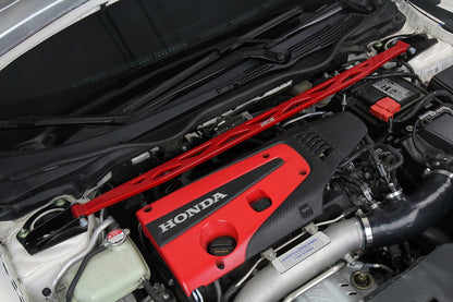HPS Performance Aluminum Front Strut Tower Brace Bar, Red, 23-24 Acura Integra/ 2024 Integra Type S/ 17-24 Honda Civic Type R