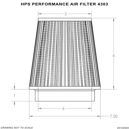 HPS Performance Air Filter 6" ID, 6" Element Length, 7" Overall Length