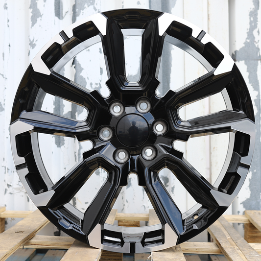 22x9" Black Machined Wheels (6x139.7) Fits Chevy Tahoe Suburban GMC Yukon Cadillac Escalade