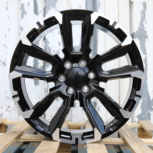 22x9" Black Machined Wheels (6x139.7) Fits Chevy Tahoe Suburban GMC Yukon Cadillac Escalade