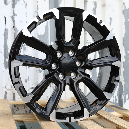 22x9" Black Machined Wheels (6x139.7) Fits Chevy Tahoe Suburban GMC Yukon Cadillac Escalade