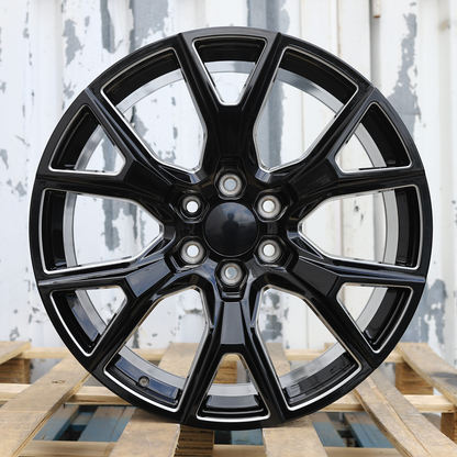 22x9" Black Milled Wheels (6x139.7) Fits Chevy Tahoe Suburban GMC Yukon Cadillac Escalade