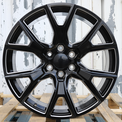 22x9" Black Milled Wheels (6x139.7) Fits Chevy Tahoe Suburban GMC Yukon Cadillac Escalade