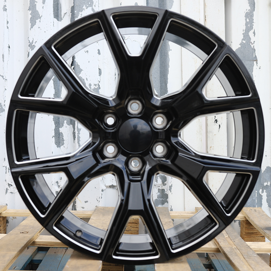 22x9" Black Milled Wheels (6x139.7) Fits Chevy Tahoe Suburban GMC Yukon Cadillac Escalade