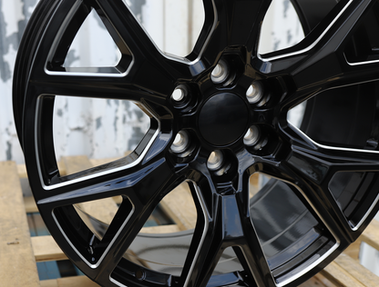 22x9" Black Milled Wheels (6x139.7) Fits Chevy Tahoe Suburban GMC Yukon Cadillac Escalade