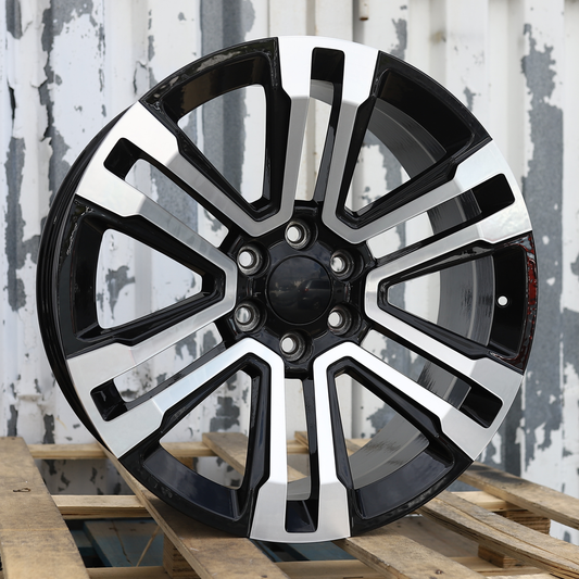 22x9" Black Machined Wheels (6x139.7) Fits Chevy Tahoe Suburban GMC Yukon Cadillac Escalade