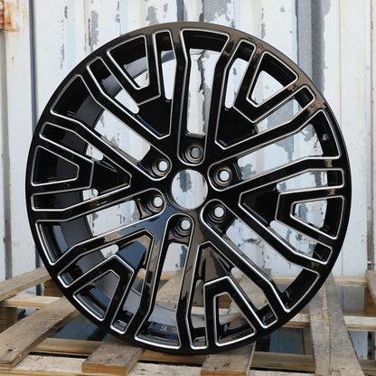 22x9" Black Milled Wheels (6x139.7) Fits Chevy Tahoe Silverado GMC Sierra Yukon Cadillac Escalade