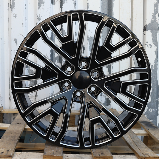 22x9" Black Milled Wheels (6x139.7) Fits Chevy Tahoe Silverado GMC Sierra Yukon Cadillac Escalade