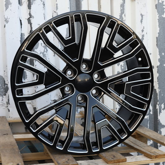 22x9" Black Milled Wheels (6x139.7) Fits Chevy Tahoe Silverado GMC Sierra Yukon Cadillac Escalade