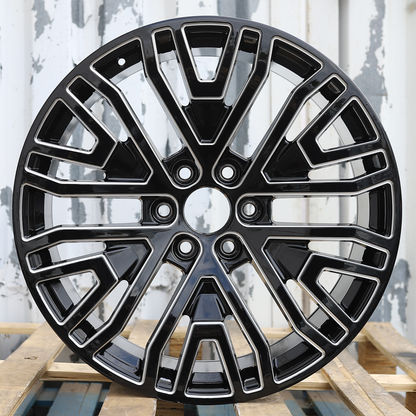 22x9" Black Milled Wheels (6x139.7) Fits Chevy Tahoe Silverado GMC Sierra Yukon Cadillac Escalade
