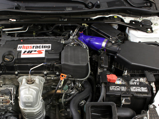 HPS Performance High Temp Reinforced Silicone Air Intake Hose Kit, Blue, 2013-2016 Honda Accord 2.4L