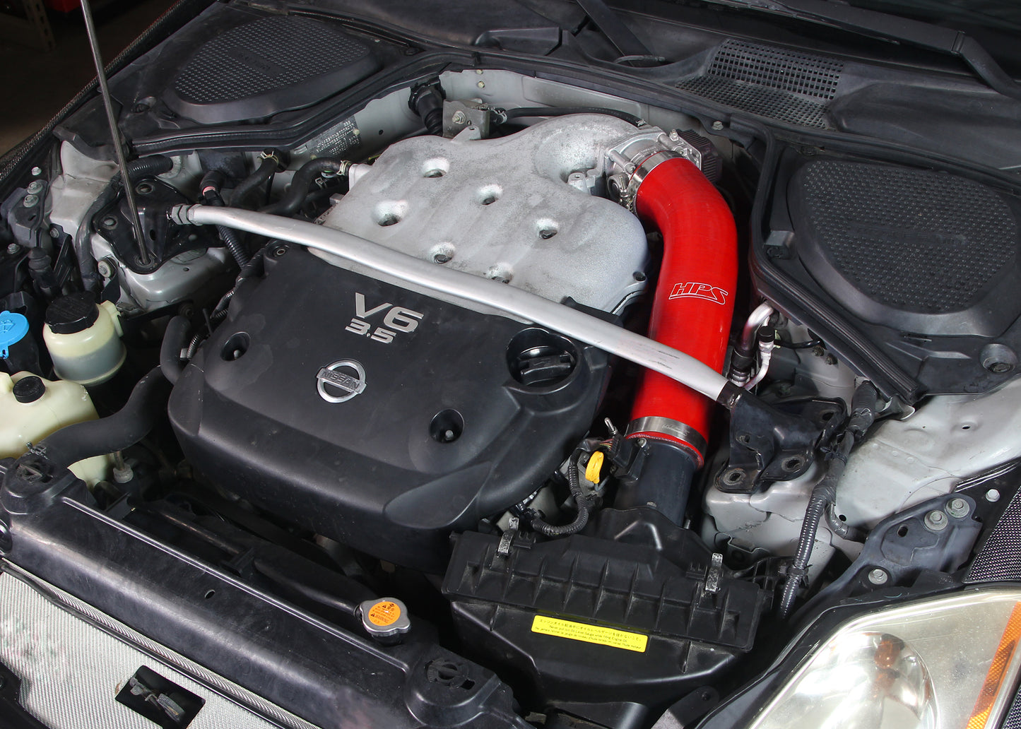 HPS Performance High Temp Reinforced Silicone Air Intake Hose Kit, Red, 2003-2006 Nissan 350Z 3.5L V6