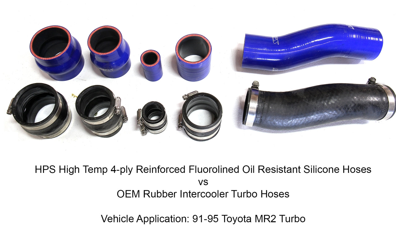 HPS Performance High Temp Reinforced Silicone Intercooler Hose Boots Kit, Black, 1991-1995 Toyota MR2 2.0L Turbo