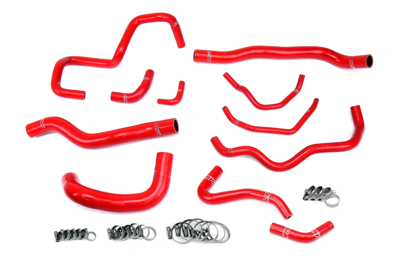 HPS Performance High Temp Reinforced Silicone Radiator oil cooler ancillary Coolant Hose Kit Red 57-1876-RED