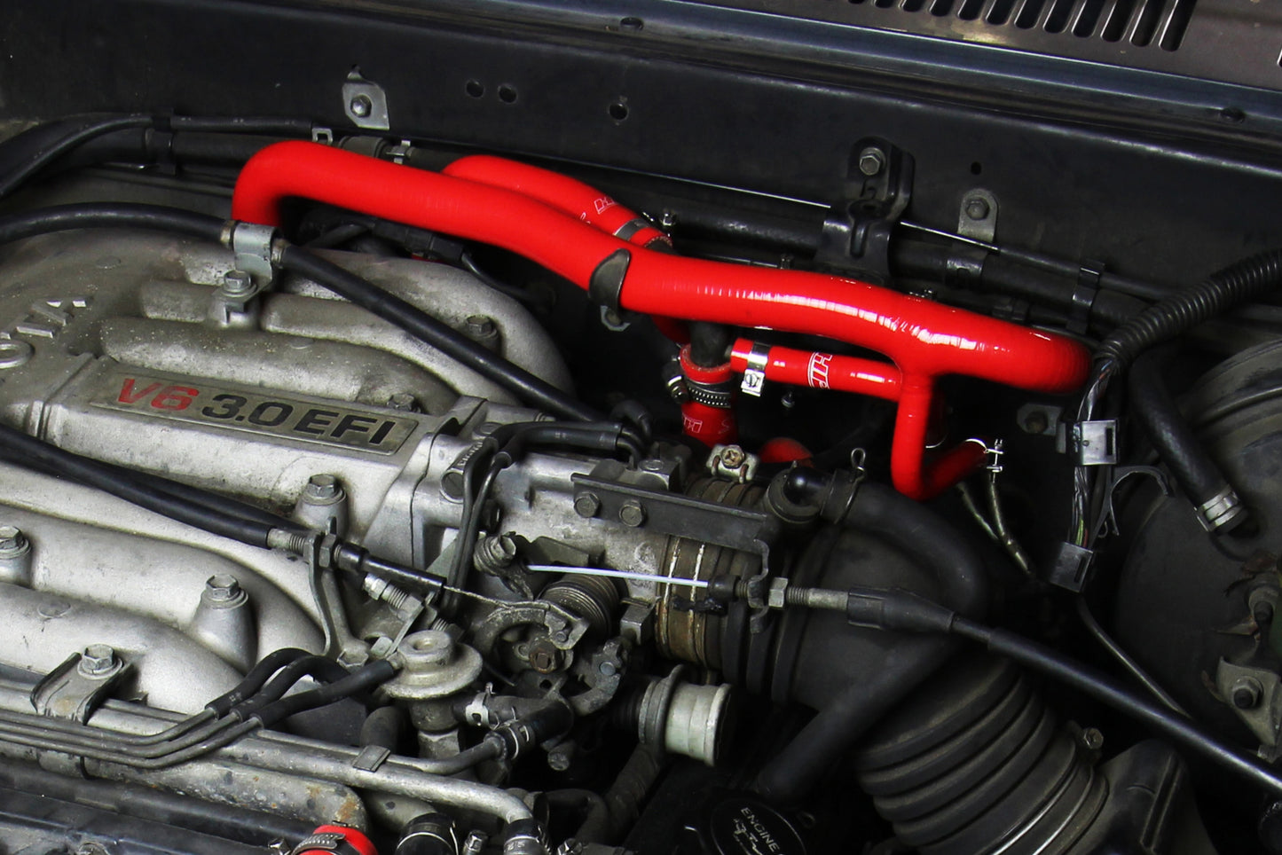 HPS Performance High Temp Reinforced Silicone Heater Coolant Hose Kit, Red, 90-91 Toyota 4Runner 3.0L V6 w/ Rear Heater LHD
