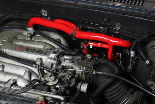 HPS Performance High Temp Reinforced Silicone Heater Coolant Hose Kit, Red, 90-91 Toyota 4Runner 3.0L V6 w/ Rear Heater LHD
