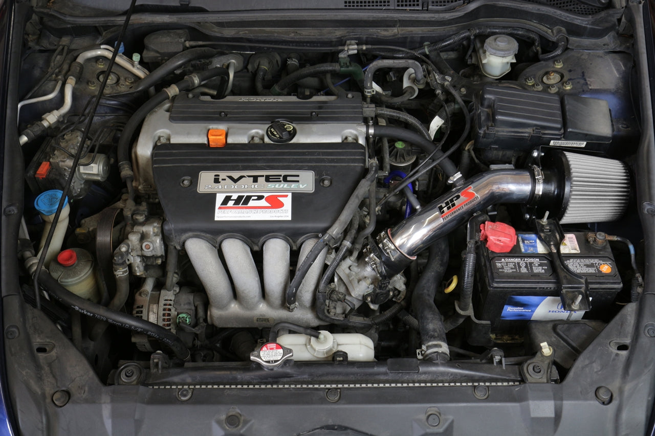 HPS Performance Air Intake Kit with Heat Shield, Blue, 2003-2007 Honda Accord 2.4L with MAF Sensor SULEV