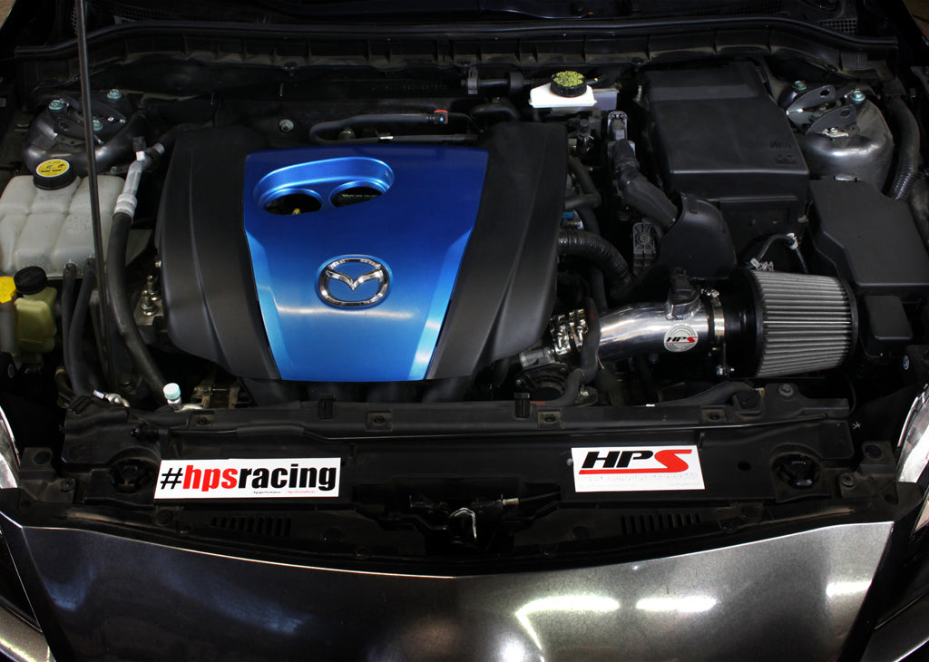 HPS Performance Air Intake Kit with Heat Shield, Polished, 2012-2013 Mazda Mazda3 2.0L Skyactiv