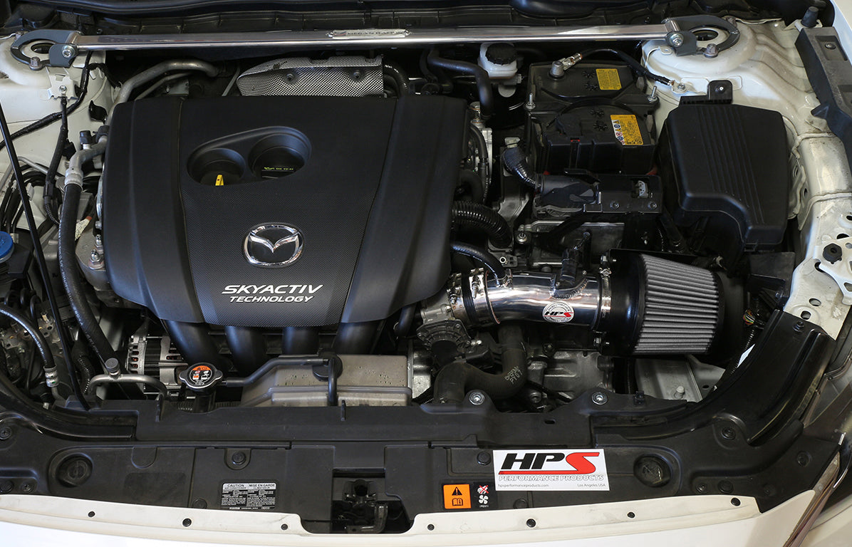 HPS Performance Air Intake Kit with Heat Shield, Polished, 2014-2017 Mazda Mazda6 2.5L Skyactiv