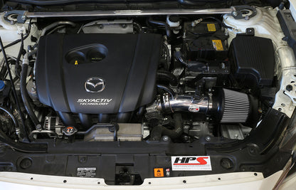 HPS Performance Air Intake Kit with Heat Shield, Polished, 2014-2017 Mazda Mazda6 2.5L Skyactiv
