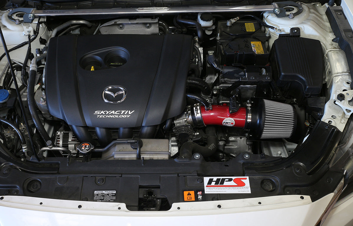 HPS Performance Air Intake Kit with Heat Shield, Red, 2014-2017 Mazda Mazda6 2.5L Skyactiv