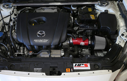 HPS Performance Air Intake Kit with Heat Shield, Red, 2014-2017 Mazda Mazda6 2.5L Skyactiv