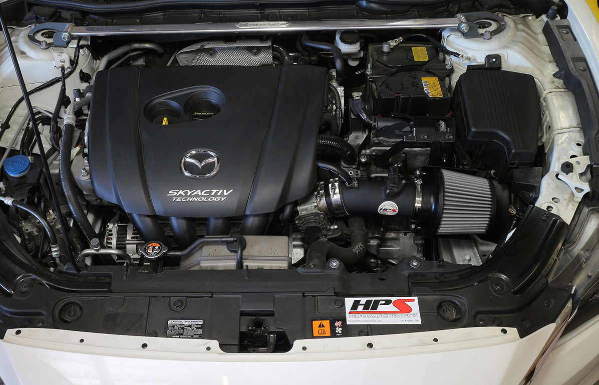 HPS Performance Air Intake Kit with Heat Shield, Black, 2014-2017 Mazda Mazda6 2.5L Skyactiv