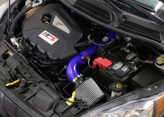 HPS Performance Air Intake Kit with Heat Shield, Blue, 2014-2015 Ford Fiesta ST 1.6L Turbo
