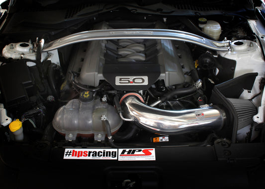 HPS Performance Air Intake Kit with Heat Shield, Red, 2015-2017 Ford Mustang GT V8 5.0L