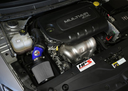 HPS Performance Air Intake Kit with Heat Shield, Blue, 15-17 Chrysler 200 2.4L without MAF sensor